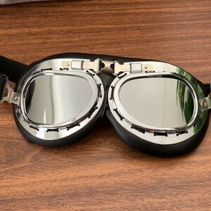 Vintage Aviator Cycling Helmet Goggles